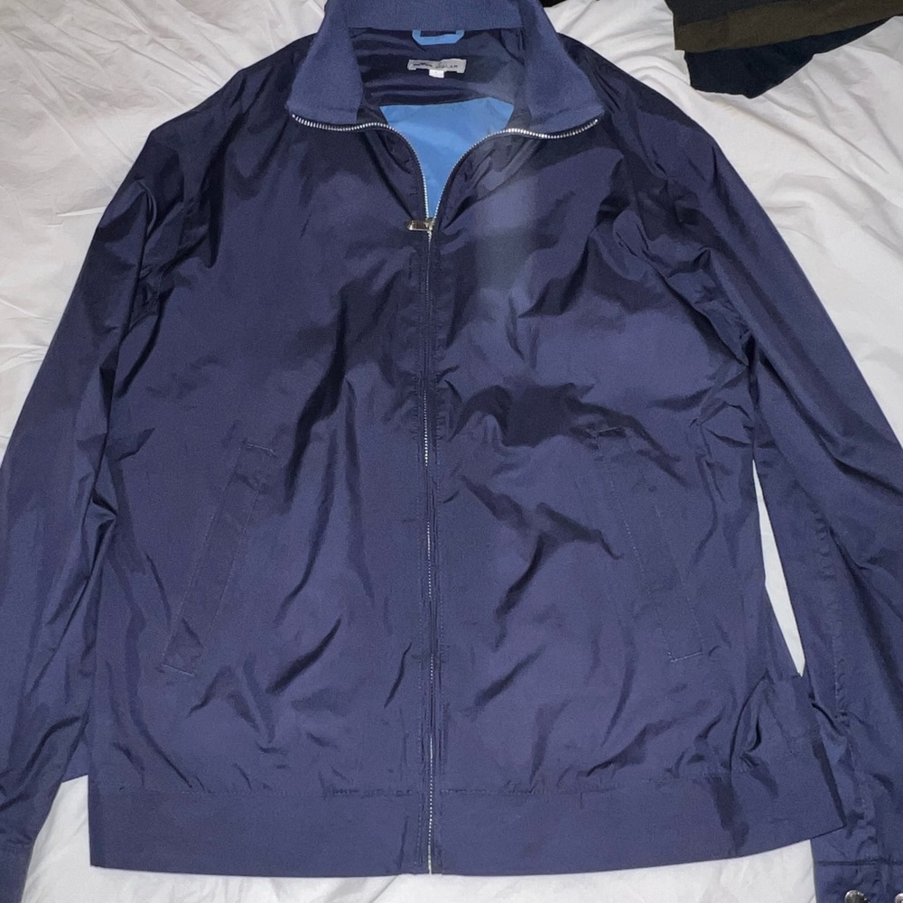 Men’s Peter Millar Waterproof Windbreaker Full Zip Size Small (navy blue)